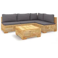 vidaXL 5-tlg. Garten-Lounge-Set mit Kissen Massivholz Teak