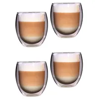 Feelino Latte Macchiato Gläser Doppelwandig, 4er-Set Kaffee Tassen, Thermo-Gläser Isoliert, Handgemacht für Cappuccino, Tee und Eiskaffee, 400ml