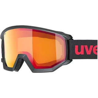 Uvex athletic FM - Skibrille für Damen und Herren - mit Visier - beschlagfrei - black matt mirror red one size