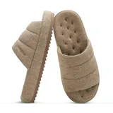 KuaiLu Hausschuhe für Männer Baumwollmischung Stoff Warme Slides Hausschuh Comfy Arch Support Innen Außen Haus Slipper Schuhe Bequem Slip-on Leichte Dicke Kissen Mann Scuff Pantoffeln, Apricot 47 - 47 EU