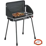 Outsunny Tragbarer Gasgrill 2 Brenner schwarz