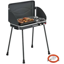 Outsunny Tragbarer Gasgrill 2 Brenner schwarz