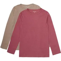 MINYMO Girls' Basic T-Shirt LS (2-Pack)" in Braun - 86