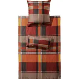 Erwin Müller Bettwäsche, Bettgarnitur Mako-Satin Karo Terra Größe 80x80 cm / 155x220 cm - bügelleicht, 100% Baumwolle, mit Reißverschluss (weitere Größen)