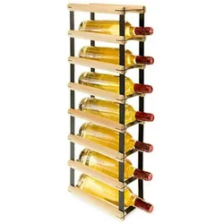 PROREGAL Modulares Weinregal VINOTECA MOD METAL | HxBxT 72,5x12,5x24,5cm | 1x7 Flaschen | Massives Kiefernholz | Natur | Flaschenregal