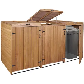 MCW XL 3er-/6er-Mülltonnenverkleidung MCW-H74, Mülltonnenbox, erweiterbar 126x238x98cm Holz MVG ~