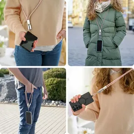 Ansmann Handykette, Lanyard USB C auf Lightning Kabel, Handyband zum umhängen - Rosa