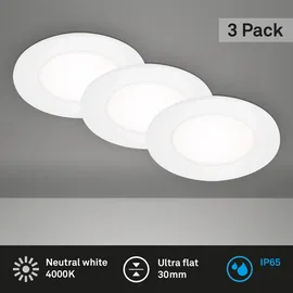 Briloner Einbauleuchte 3er Set rund weiß Kunststoff Ø8,6cm 3W