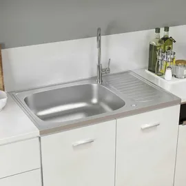vidaXL Spüle mit Abtropffläche 800 x 500 x 155 mm Silber