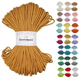 Sznurkomania, Geflochtene Baumwollkordel 3mm 100m, 46 Farben, Häkelkordel, Makramee Kordel, Makramee Garn, Premium Garn, Makramee Seil, (Senf)
