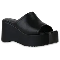 VAN HILL Damen Plateau Sandaletten Keilabsatz Plateau Vorne Trendy