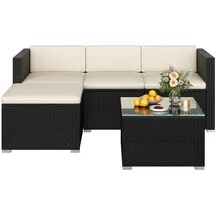 Yaheetech 5er-Loungeset Rattan schwarz/beige