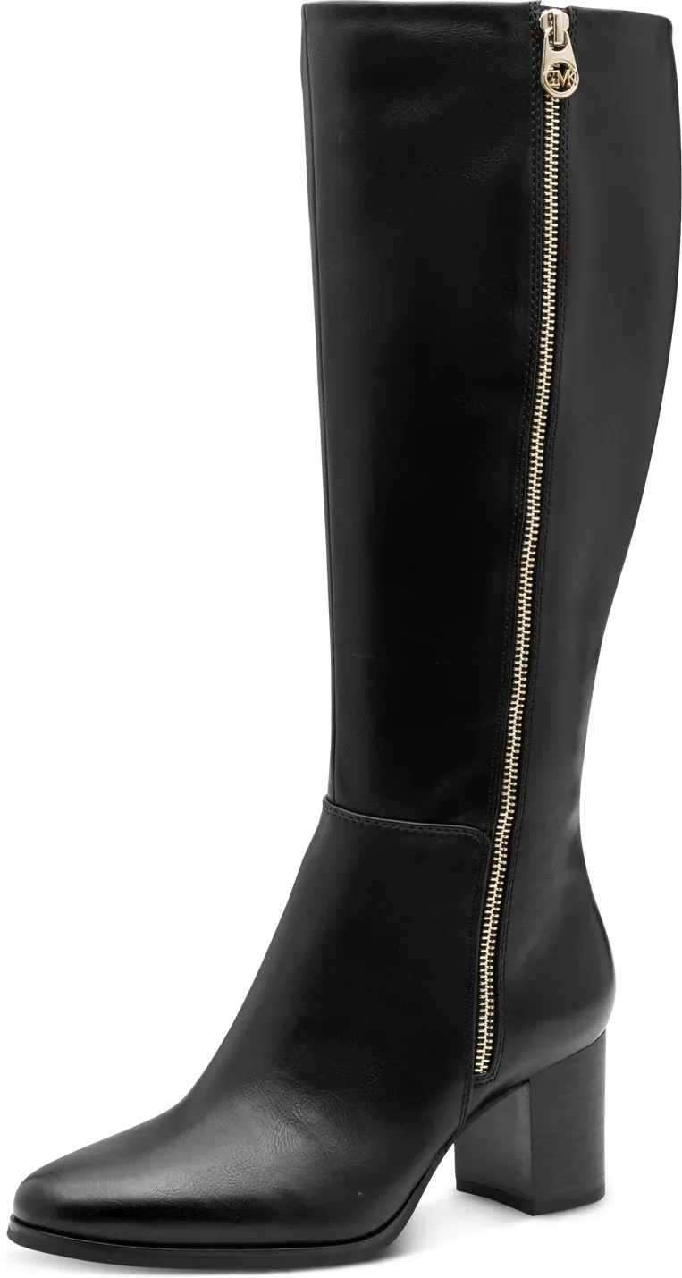 Stiefel MARCO TOZZI BY GMK, Damen, Gr. 41, Normalschaft, schwarz, Lederimitat, unifarben, Schuhe Stiefel, Blockabsatz, Langschaftstiefel, Zierreißverschluss an der Außenseite
