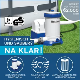 BESTWAY Power Steel Frame Pool oval Set 732 x 366 x 132 cm inkl. Filterpumpe (5-tlg.)