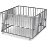 Sämann Laufgitter mit Matratze Cloud Air - grau - Premium Kollektion | Gr.: 120x120 cm