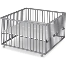 Sämann Laufgitter mit Matratze Cloud Air - grau - Premium Kollektion | Gr.: 120x120 cm