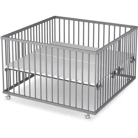 Sämann Laufgitter mit Matratze Cloud Air - grau - Premium Kollektion | Gr.: 120x120 cm