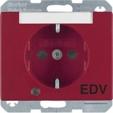 Berker 41100082 Steckdose SCHUKO mit Kontroll-LED, Beschriftungsfeld und erhöhtem Berührungsschutz, rot