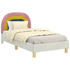vidaXL Kinderbettgestell mit Kopfteil Creme 80 x 160 cm Samt 42011006