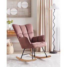 Beliani Schaukelsessel OULU Stoff 78 x 113 x 93 cm Rosa gepolstert