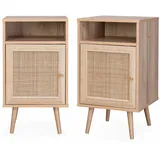 sweeek Nachtschrank 2er-Set 40 x 39 x 70 cm Beige