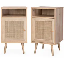 sweeek Nachtschrank 2er-Set 40 x 39 x 70 cm Beige