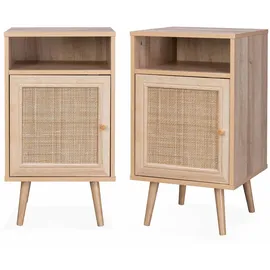 sweeek Nachtschrank 2er-Set 40 x 39 x 70 cm Beige