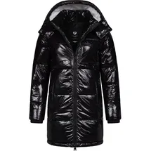 Ragwear Warmer Damen Wintermantel Shiny Steppmantel aus glänzendem Material mit Kapuze Roobie Long YOUMODO Black Gr. XL - XL