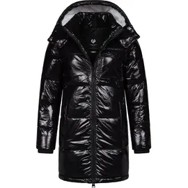 Ragwear Warmer Damen Wintermantel Shiny Steppmantel aus glänzendem Material mit Kapuze Roobie Long YOUMODO Black Gr. XL - XL