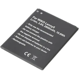 AccuCell Akku passend für WIKO Lenny 5, Li-ion, 3,8V, 2800mAh, 10,6Wh