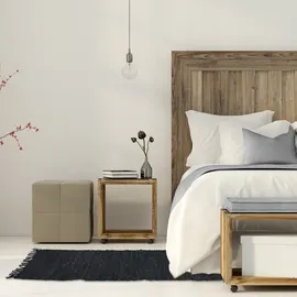 Relaxdays Flickenteppich, 70 x 140 cm, Baumwolle & Leder, Teppichläufer mit Fransen, rutschfest, Fleckerlteppich, braun