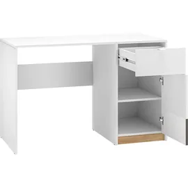 Feldmann-Wohnen Schreibtisch Torino Computertisch 120x55x79cm weiß Eiche Castello graphit 1-türig - Weiß