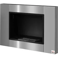 Einbau-wandkamin Mit Bioethanol Und 0,9-liter-brenner, Brenndauer Ca. 3 Stunden. Maße: 80 X 14 X 54 Cm (l X B X H). Geeignet Für Räume Von 25–30 M2. Edelstahl.