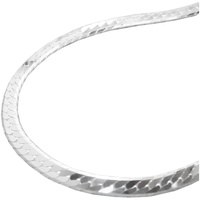 unbespielt Silberkette Halskette 3 mm Panzerkette flach 925 Silber 42 cm inkl. Schmuckbox, Silberschmuck für Damen silberfarben