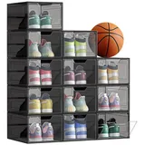 SONGMICS Schuhbox Schuh-Organizer (12 St), aus Kunststoff, stapelbar schwarz