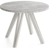 ESSTISCH Ravero runder ausziehbarer, Beton grau 100/100/77 cm