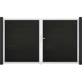 GROJA Doppeltor 300 x 180 cm Beige/Grau/Braun/Schwarz Aluminium
