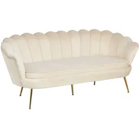 SalesFever Muschelsofa, 3-Sitzer - Samt Beige - 395271