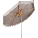 Sekey Sonnenschirm 300 cm Holz-Sonnenschirm mit Quasten Marktschirm Gartenschirm Hawaii Sonnenschirm Terrassenschirm Rund UV50+