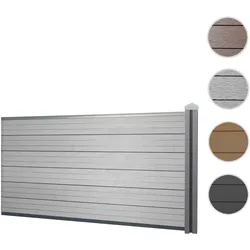 WPC-Sichtschutz Sarthe, Windschutz Zaun, WPC-Pfosten ~ Erweiterungselement niedrig, 1,88m grau