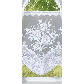 WECKBRODT Scheibengardine WECKBRODT "Siena" Gr. 1, weiß, B:145cm H:50cm, Jacquard, Polyester, Gardinen, Bistro, Jacquard, floral, halbtransparent, Bordüre, Gardine, Store
