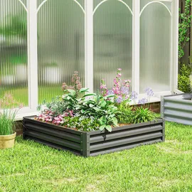 Outsunny Hochbeet 120 x 120 x 30 cm Hellgrau