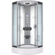 AcquaVapore D58-50T1 Komplettdusche mit Pendeltür 90 x 90 cm weiß Sicherheitsglas ESG D58-50T1-EC