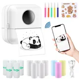 SOARFLY Mini Drucker für Smartphone, Fotodrucker für Smartphone, Mini Drucker Aufkleber, Thermodrucker, Tiny Printer mit Klebepapier, Mini Drucker für Lernhilfe, Notizen, Fotos, DIY - Weiß