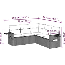 vidaXL Garten-Lounge-Set 5-tlg. schwarz