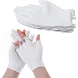 Quilax 12 Paar Baumwollhandschuhe Weiße,Weich Fingerlose Baumwollhandschuhe,Feuchtigkeitspflege SPA Handpflege Handschuhe Baumwolle,für trockene Hände,SPA-Handschuhe