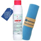 BADfabrik24 SANIT Rohrreiniger 1000 g + Mikrofasertuch 40×40 cm – löst Haarverstopfungen, geruchsverhindernd, für gängige Abflüsse in Bad & Küche – inkl. Reinigungstuch