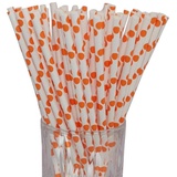 LUXENTU Gepunktet Papier-Trinkhalme 19.7 cm 100er Set orange