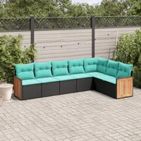 vidaXL Gartensofa-Set mit Kissen, schwarzes Polyrattan