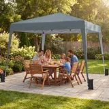 COSTWAY Pop-up Pavillon 3x3 m, Faltpavillon Höhenverstellbar, Gartenpavillon wasserdicht stabil Winterfest, Gartenzelt tragbar Sonnenschutz mit Tragetasche, für Camping & Hof (Grau)